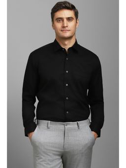 Louis Philippe - Men Black Classic Fit Textured Full Sleeves Formal Shirt