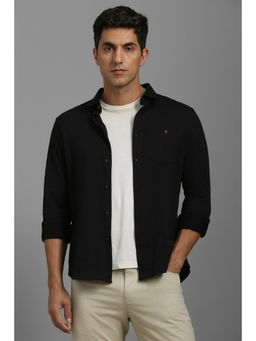 Louis Philippe - Men Black Smart Fit Solid Full Sleeves Casual Shirt