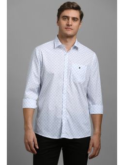 Louis Philippe - Men Blue Slim Fit Print Full Sleeves Casual Shirt