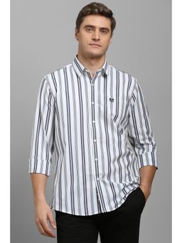 Louis Philippe - Men White Slim Fit Stripe Full Sleeves Casual Shirt