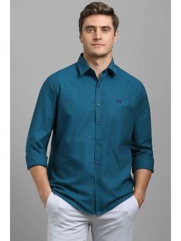 Louis Philippe - Men Blue Slim Fit Solid Full Sleeves Casual Shirt