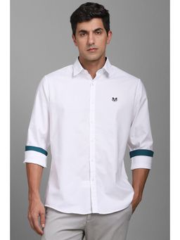 Louis Philippe - Men White Slim Fit Solid Full Sleeves Casual Shirt