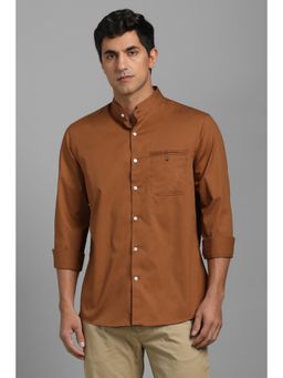 Louis Philippe - Men Brown Slim Fit Solid Full Sleeves Casual Shirt