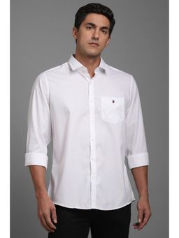Louis Philippe - Men White Slim Fit Solid Full Sleeves Casual Shirt