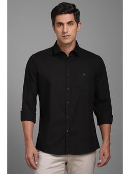 Louis Philippe - Men Black Slim Fit Solid Full Sleeves Casual Shirt