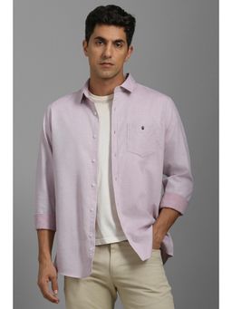 Louis Philippe - Men Lilac Slim Fit Textured Full Sleeves Casual Shirt