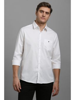 Louis Philippe - Men White Slim Fit Solid Full Sleeves Casual Shirt