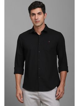 Louis Philippe - Men Black Smart Fit Solid Full Sleeves Casual Shirt