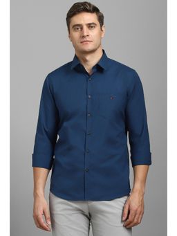 Louis Philippe - Men Navy Blue Super Slim Fit Solid Full Sleeves Casual Shirt