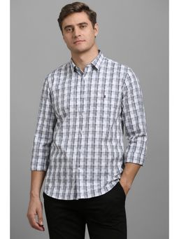 Louis Philippe - Men Grey Super Slim Fit Check Full Sleeves Casual Shirt