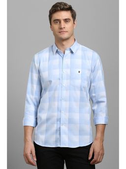 Louis Philippe - Men Blue Super Slim Fit Check Full Sleeves Casual Shirt