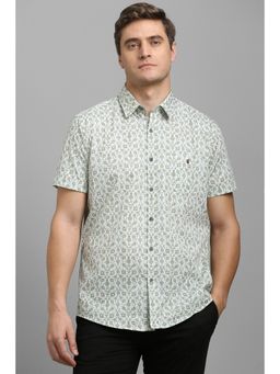 Louis Philippe - Men Green Slim Fit Print Half Sleeves Casual Shirt