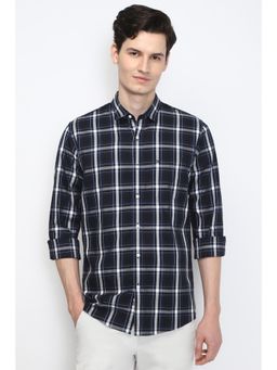 Peter England - Men Black Slim Fit Check Full Sleeves Casual Shirt