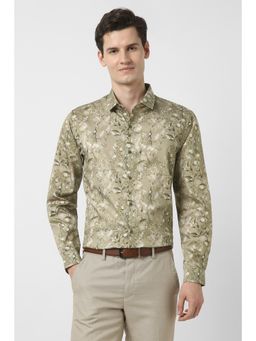 Peter England - Men Olive Slim Fit Full Sleeves Formal Shirt