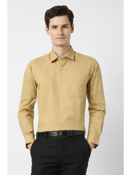 Peter England - Men Yellow Regular Fit Full Sleeves Formal Shirt