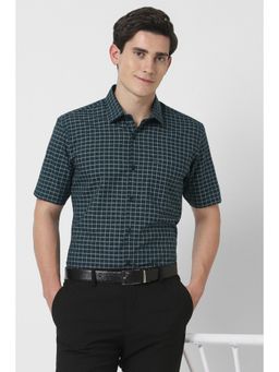 Peter England - Men Green Regular Fit Half Sleeves Formal Shirt