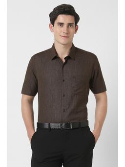 Peter England - Men Brown Regular Fit Half Sleeves Formal Shirt