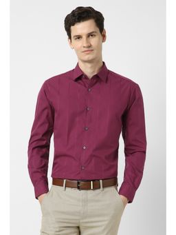 Peter England - Men Maroon Regular Fit Full Sleeves Formal Shirt