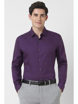 Peter England - Men Purple Slim Fit Full Sleeves Formal Shirt