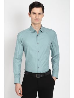 Peter England - Men Green Slim Fit Full Sleeves Formal Shirt