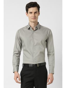 Peter England - Men Grey Slim Fit Full Sleeves Formal Shirt