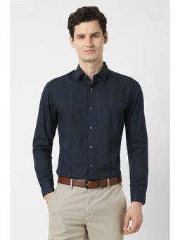 Peter England - Men Navy Slim Fit Full Sleeves Formal Shirt