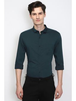 Peter England - Men Green Slim Fit Full Sleeves Formal Shirt