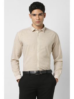 Van Heusen - Men Yellow Slim Fit Print Full Sleeves Party Shirt