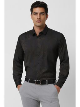 Van Heusen - Men Black Slim Fit Print Full Sleeves Party Shirt