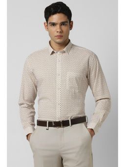 Van Heusen - Men White Slim Fit Print Full Sleeves Party Shirt