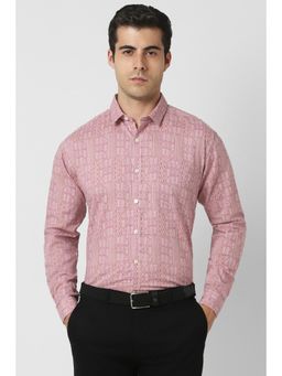 Van Heusen - Men Pink Slim Fit Print Full Sleeves Party Shirt