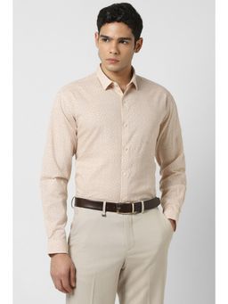 Van Heusen - Men Beige Slim Fit Print Full Sleeves Party Shirt