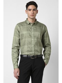 Van Heusen - Men Olive Slim Fit Print Full Sleeves Party Shirt