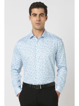 Van Heusen - Men Blue Slim Fit Print Full Sleeves Party Shirt
