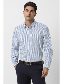 Van Heusen - Men Blue Slim Fit Print Full Sleeves Party Shirt