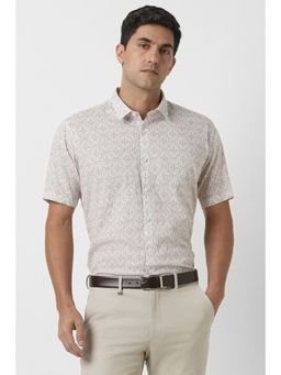 Van Heusen - Men Grey Slim Fit Print Half Sleeves Party Shirt