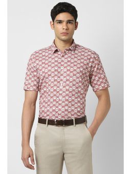 Van Heusen - Men Red Slim Fit Print Half Sleeves Party Shirt