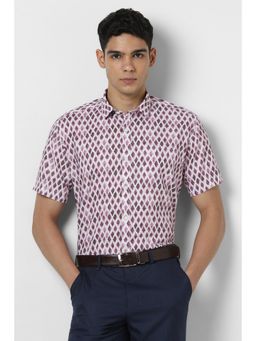 Van Heusen - Men Pink Slim Fit Print Half Sleeves Party Shirt