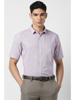 Van Heusen - Men Lilac Slim Fit Print Half Sleeves Party Shirt