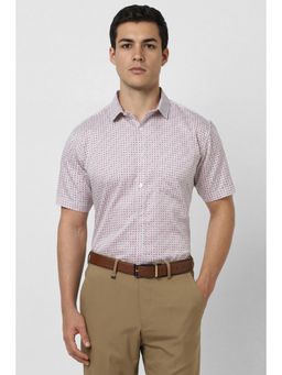 Van Heusen - Men Pink Slim Fit Print Half Sleeves Party Shirt