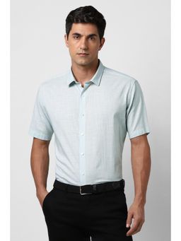 Van Heusen - Men Light Blue Slim Fit Textured Half Sleeves Party Shirt