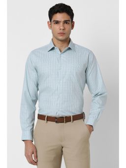 Van Heusen - Men Blue Regular Fit Check Full Sleeves Formal Shirt