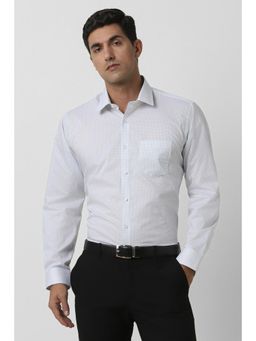 Van Heusen - Men White Regular Fit Print Full Sleeves Formal Shirt