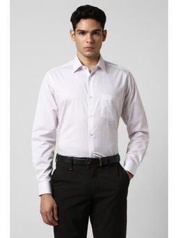Van Heusen - Men White Regular Fit Print Full Sleeves Formal Shirt