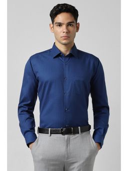 Van Heusen - Men Blue Regular Fit Textured Full Sleeves Wedding Shirt