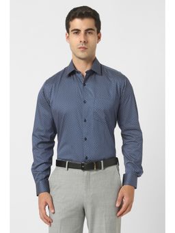 Van Heusen - Men Blue Regular Fit Print Full Sleeves Wedding Shirt