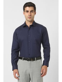 Van Heusen - Men Navy Blue Regular Fit Print Full Sleeves Wedding Shirt