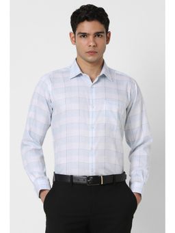Van Heusen - Men White Regular Fit Check Full Sleeves Wedding Shirt