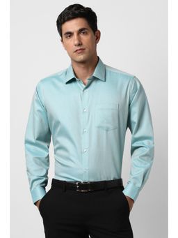 Van Heusen - Men Blue Regular Fit Textured Full Sleeves Wedding Shirt