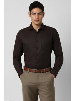Van Heusen - Men Brown Slim Fit Dots Full Sleeves Wedding Shirt
